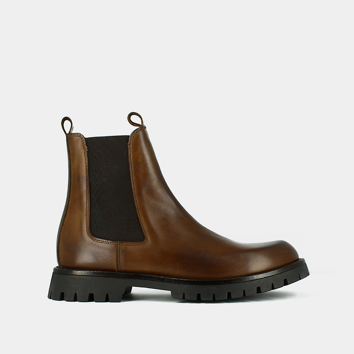Bottines à plateformes  en cuir marron
