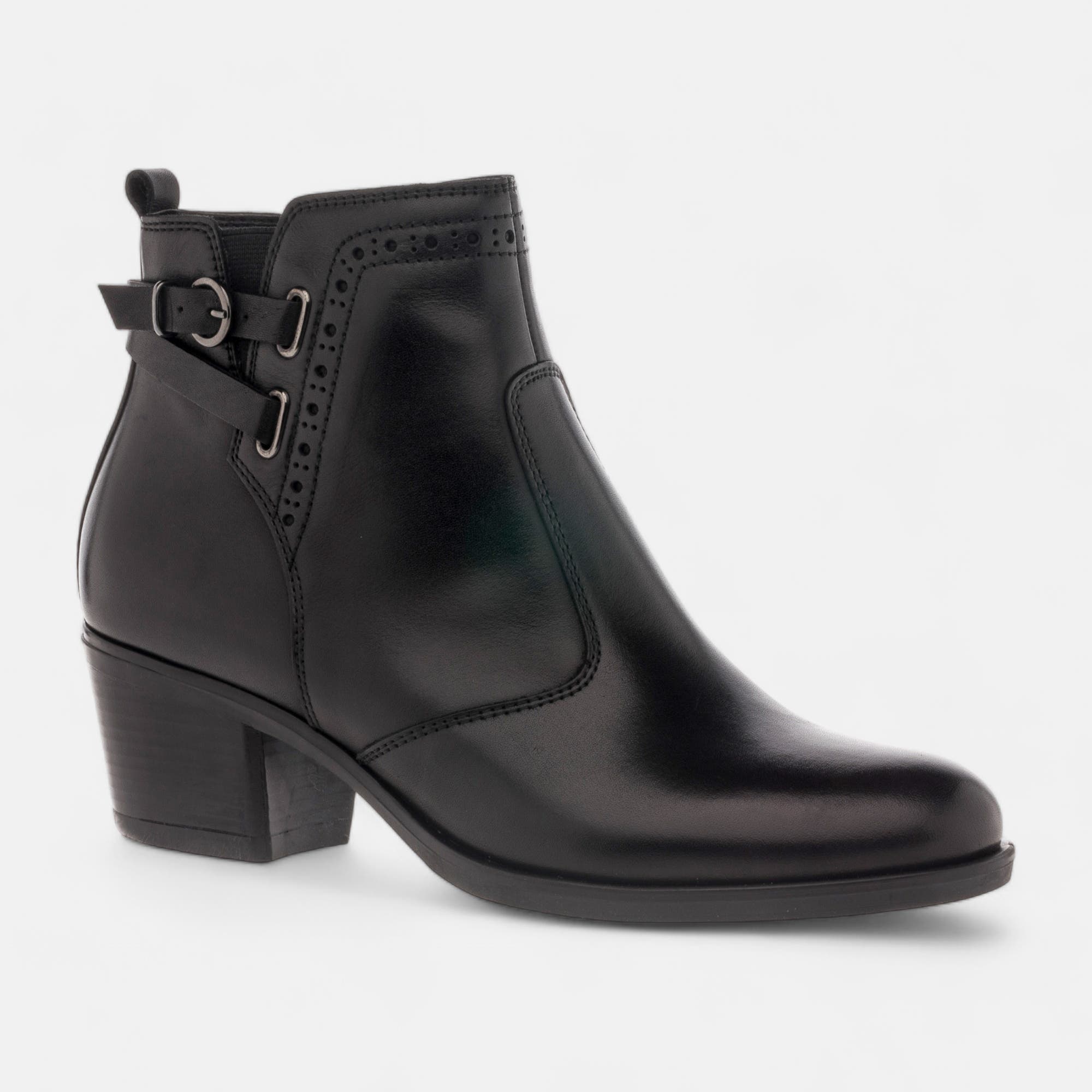 Bottines à talon Femme en cuir noir