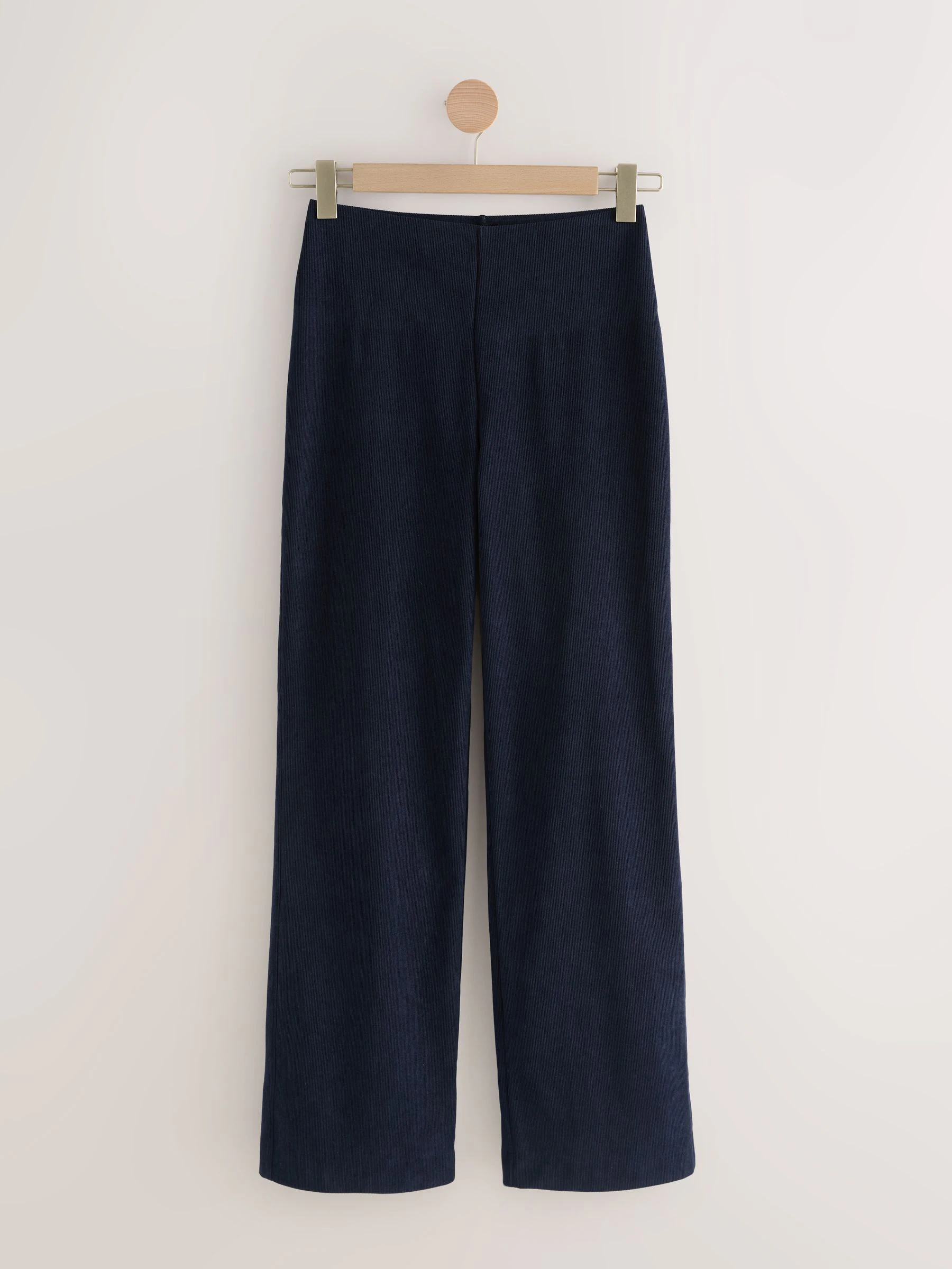 Marineblauw - Smoothing Cord Wide Leg Trousers