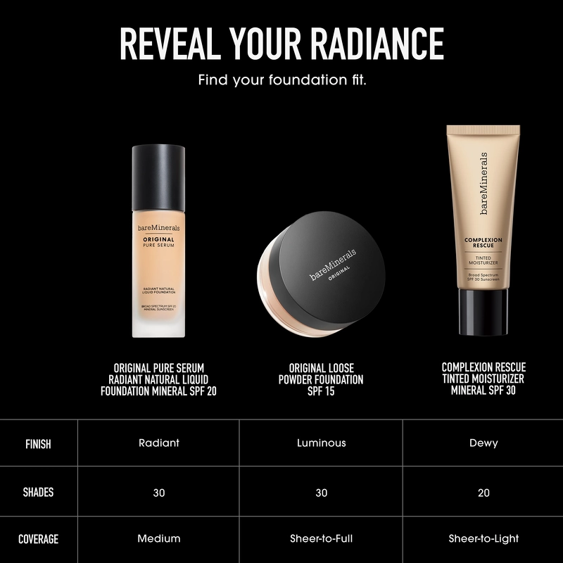 bareMinerals Original Pure Serum Radiant Natural Liquid Foundation SPF 20 - 30 ml - 2.5 Light Warm