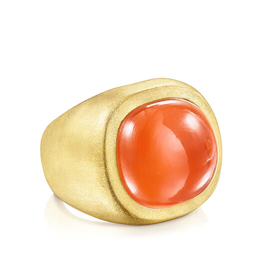 Anel Nattfall banhado a ouro 18k sobre prata e cornalina.