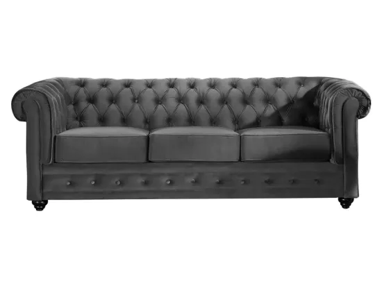 Canapé 3 places CHESTERFIELD - Velours anthracite