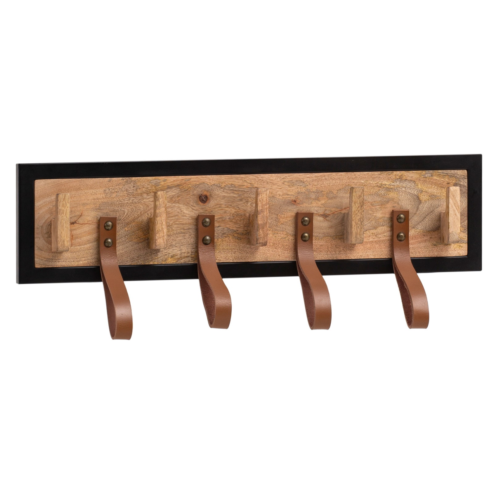 Wandgarderobe - braun - schwarz - Massivholz - 60x15x6 cm