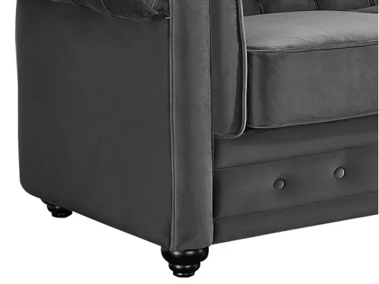 Canapé 3 places et fauteuil CHESTERFIELD - Velours anthracite