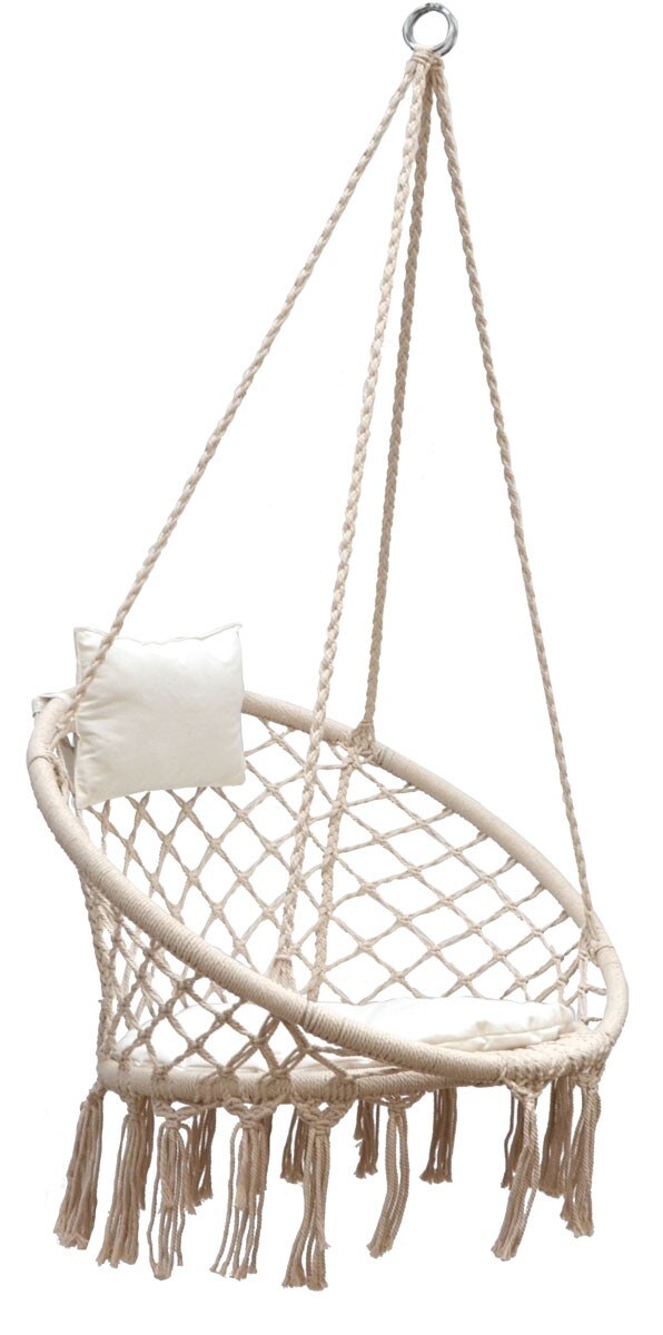 Hängestuhlgestell mit Makramee Hängesessel 215cm Boho Hängestuhl bis 120kg beige