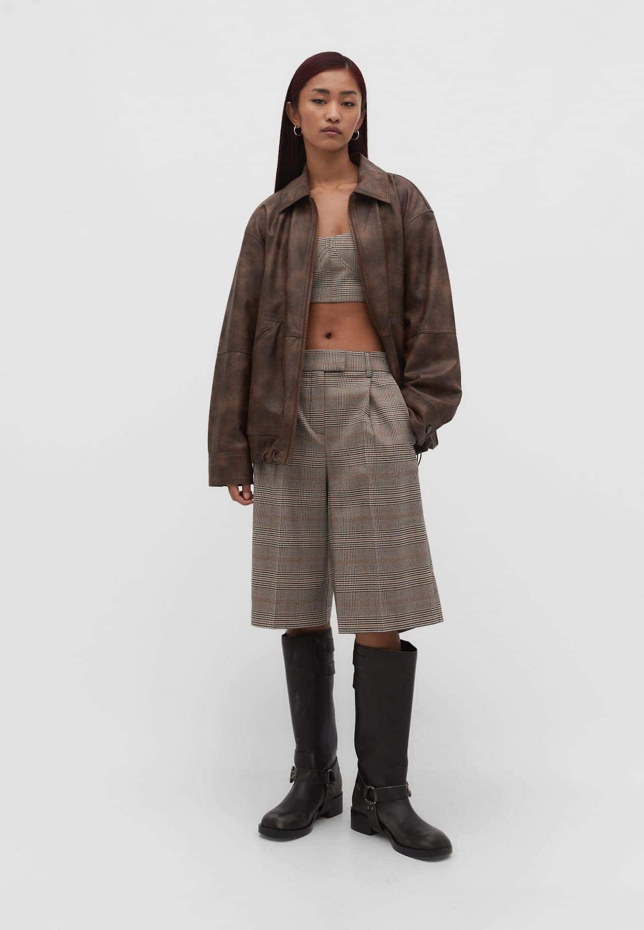 Jaqueta oversized de couro sintético