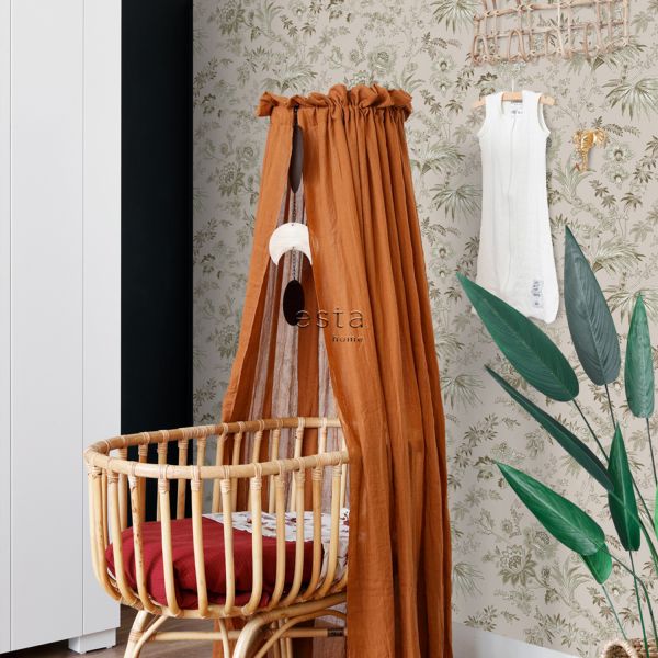 Estahome Vintage Bloemen Behang II - 0,53 x 10,05 m - Donkerblauw / Olijfgroen