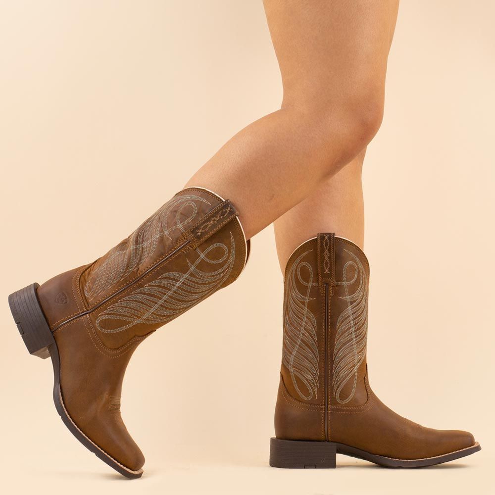 Ariat cowboyboots wide square bruin