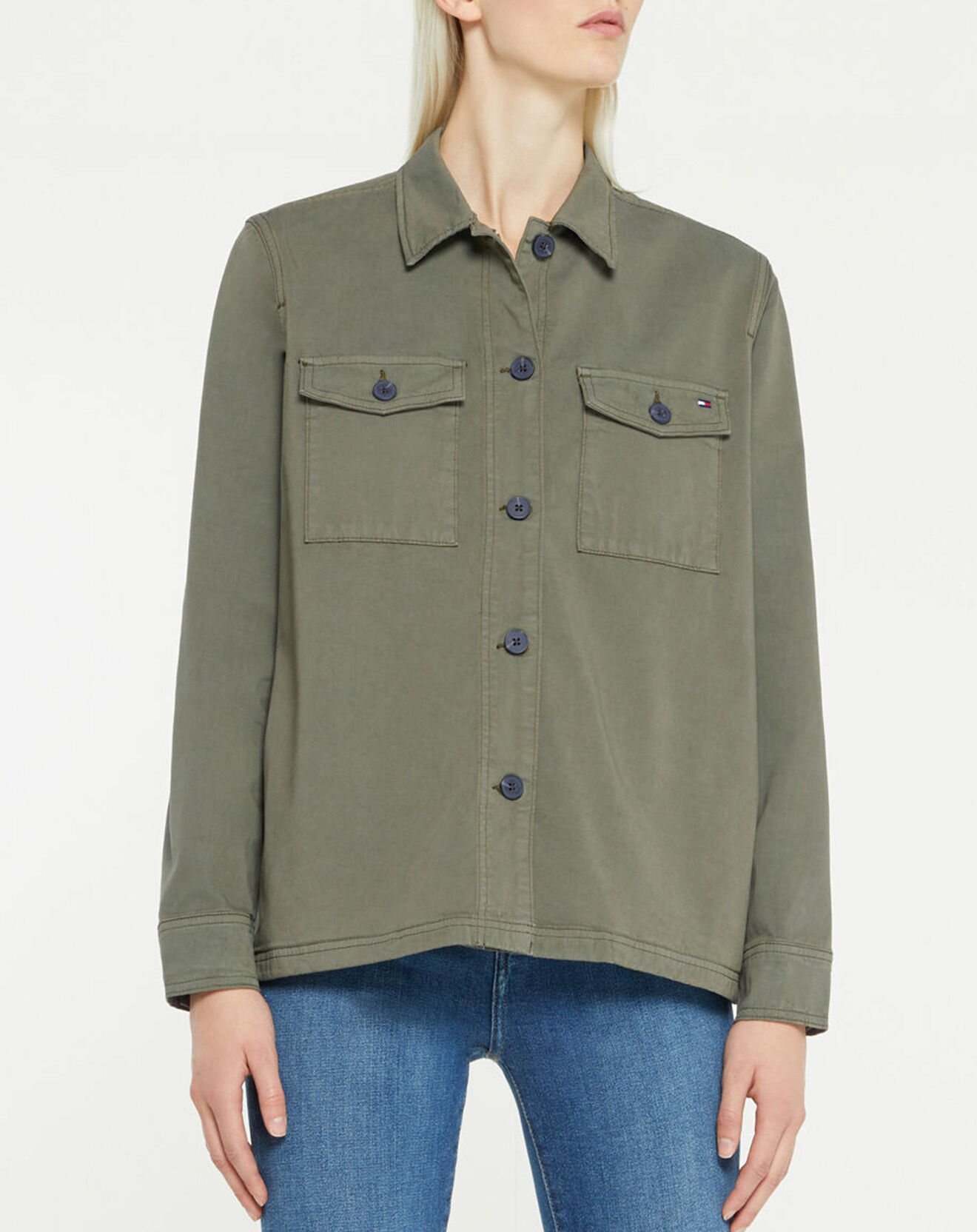 Tommy Hilfiger Veste droite Blend Shacket kaki