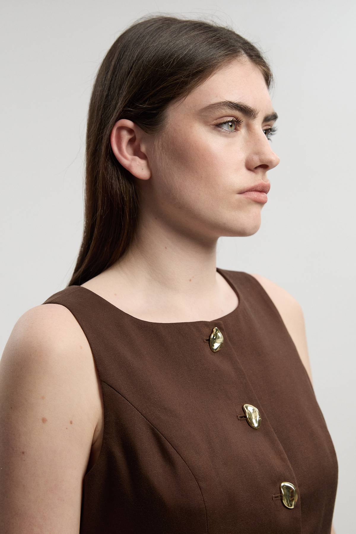 KarenMillen Robe Crayon Midi Petite Taillée En Lin Avec Boutonnage Devant À Effet Statement
