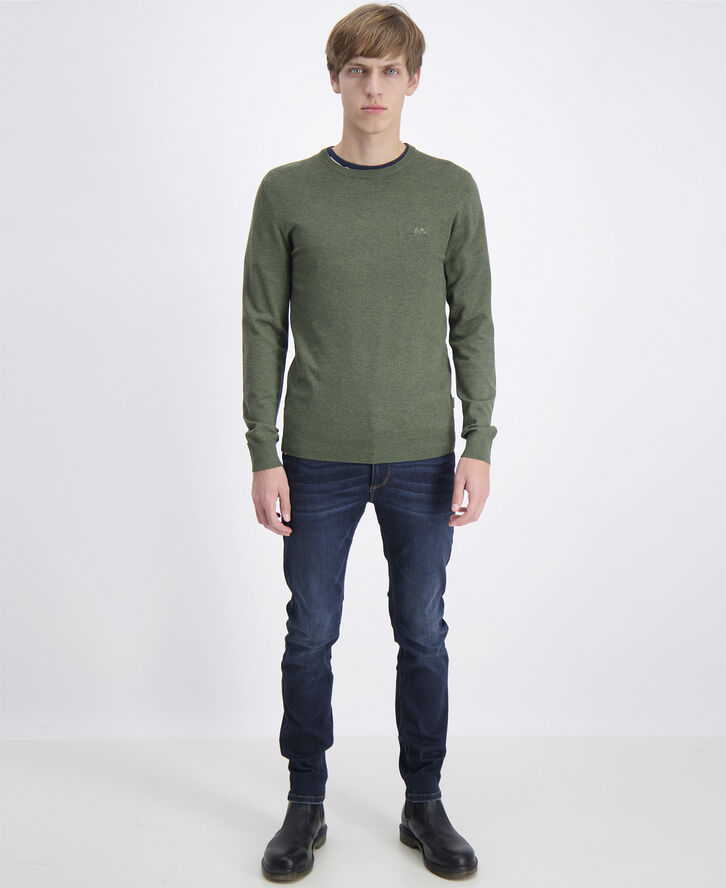 Lindbergh Mélange round neck knit Army mel