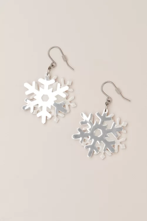 Erstwilder White Snowflake oorbellen in zilver
