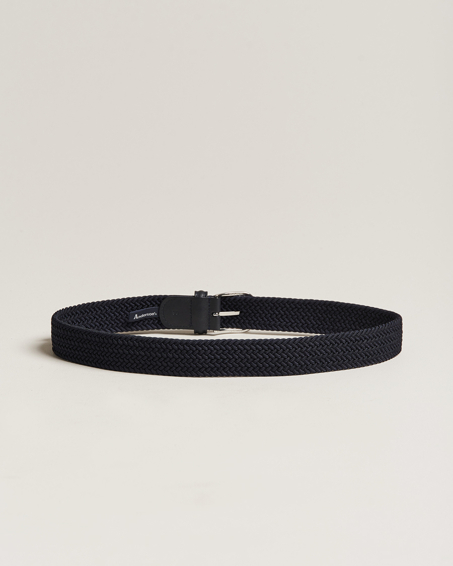 Anderson's Stretch Woven 3,5 cm Belt Navy