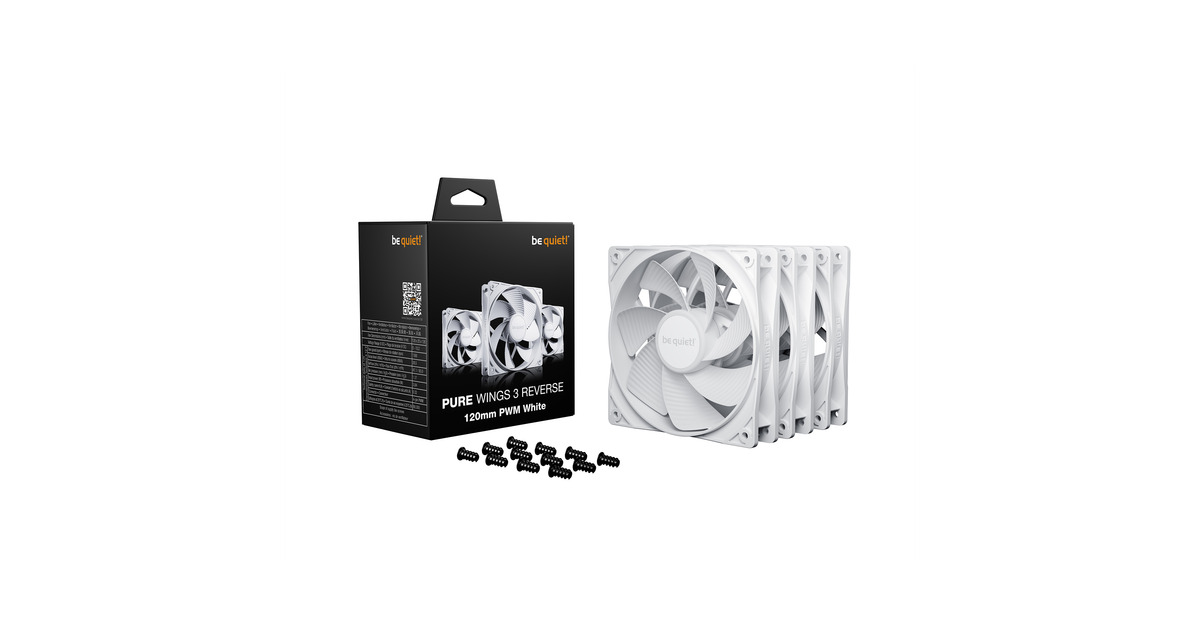 be quiet!Pure Wings 3 Reverse case fans  (Wit, 3 stuks, 120 x 120 x 25 mm, PWM)