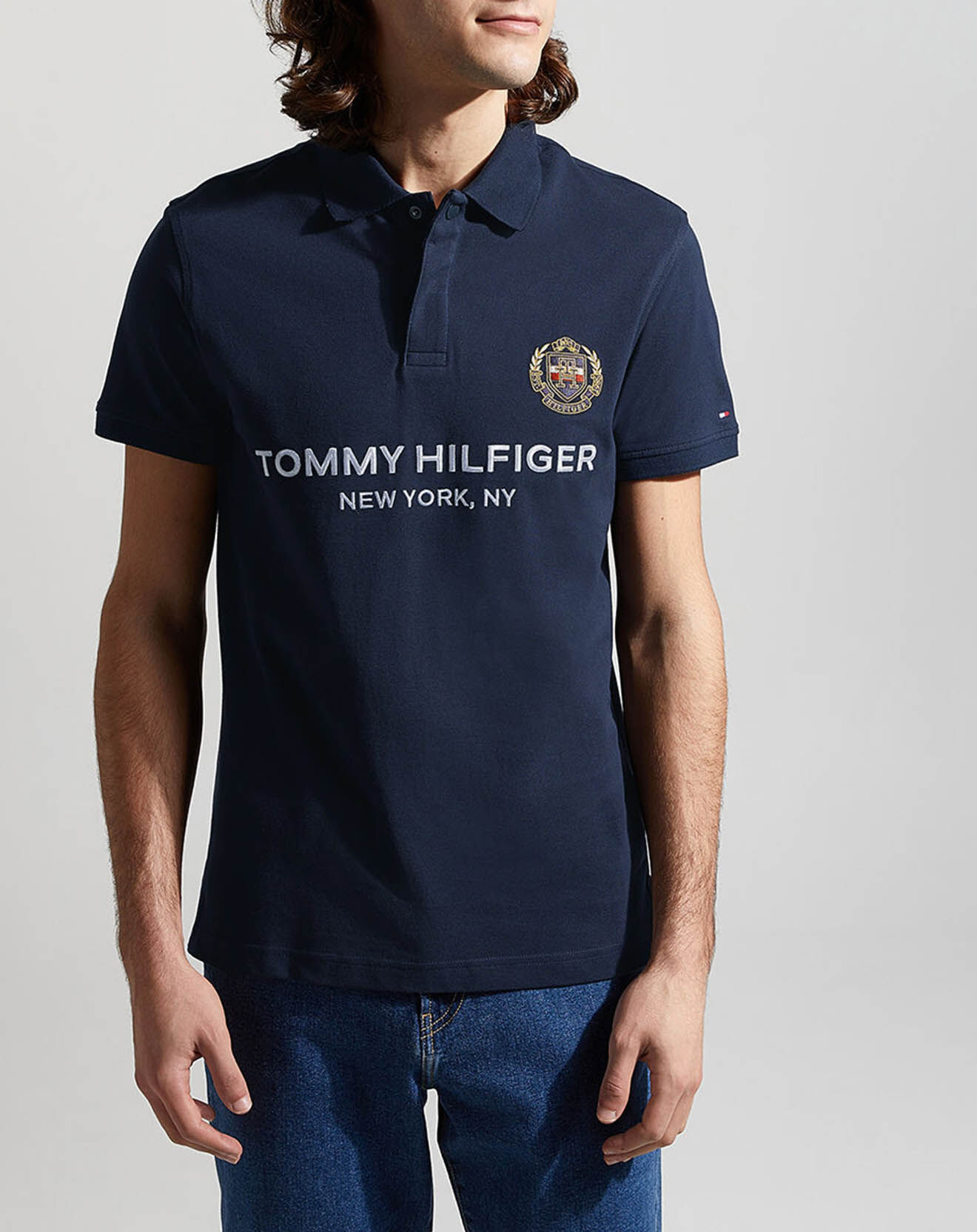 Tommy Hilfiger Polo slim IconCrest logo bleu marine