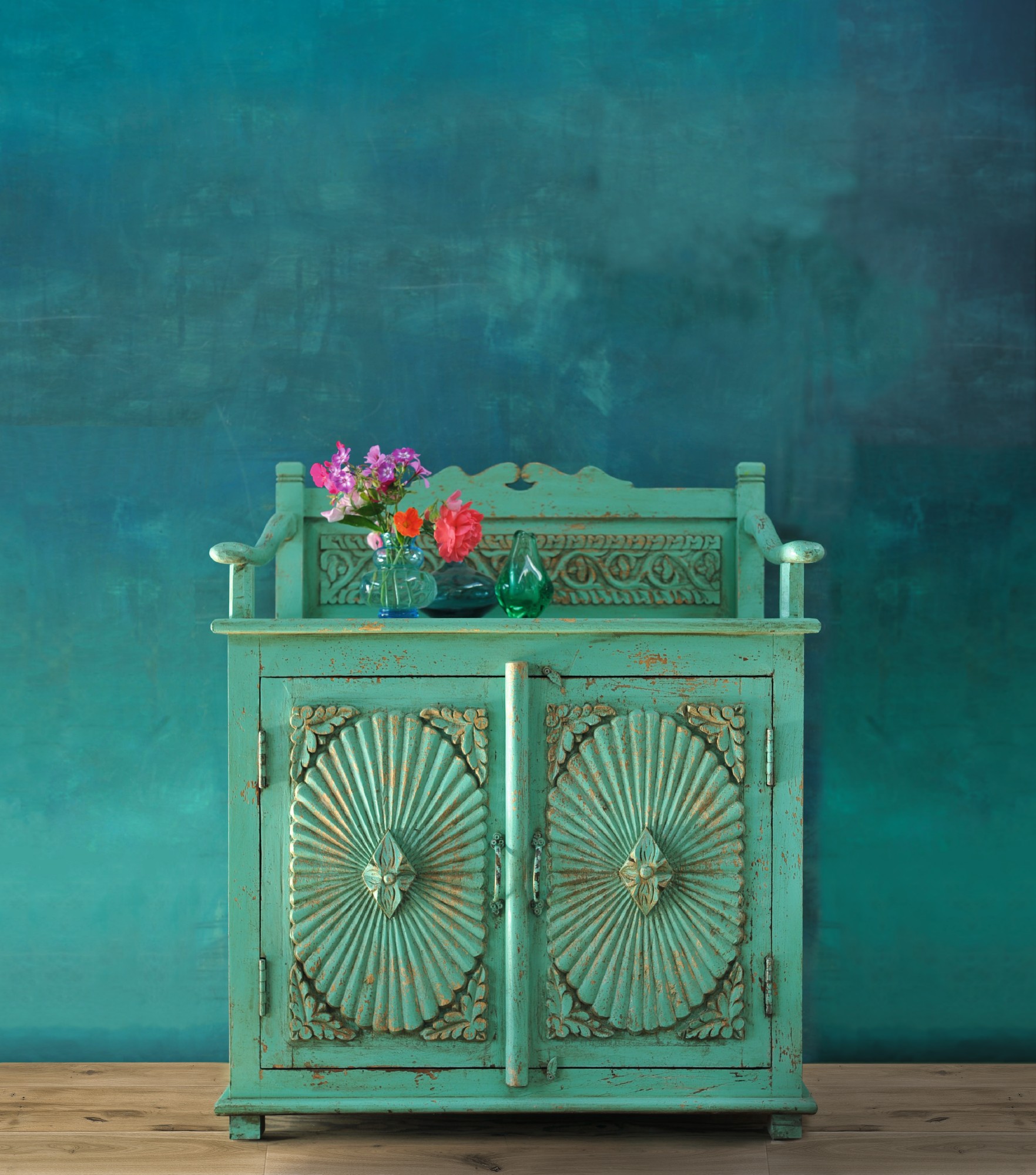 Kommode 'Hira', türkis, B 70 cm, H 85 cm, T 42 cm von fischer's lagerhaus