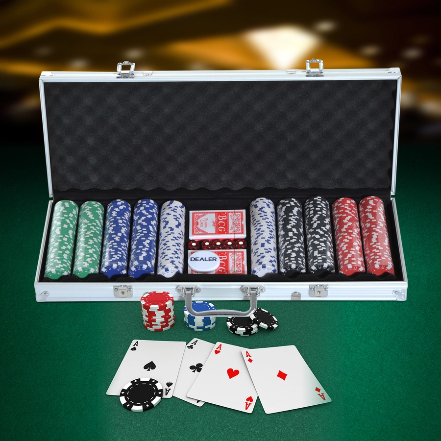 HOMCOM Pokerkoffer inklusive Pokerset silber