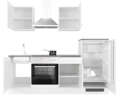 Flex Well keukenblok met apparatuur Lucca 220 cm wit mat gedemonteerde variant omkeerbaar 00011558