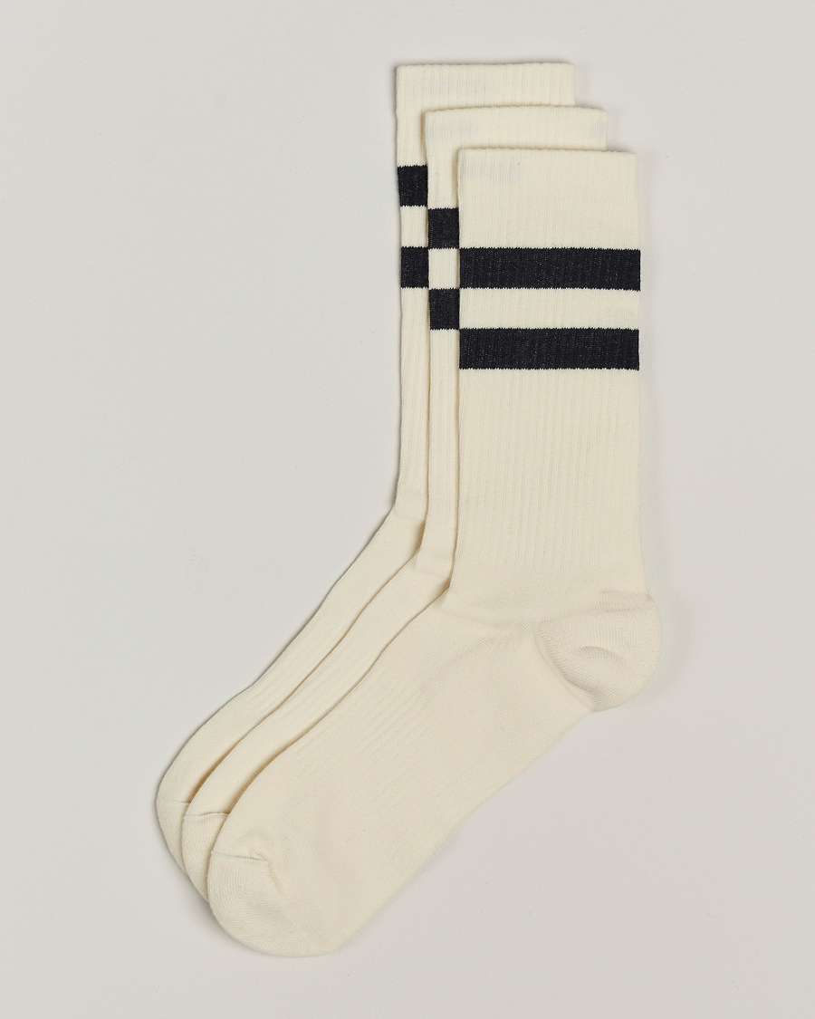Sweyd 3-Pack Two Stripe Cotton Socks White/Black