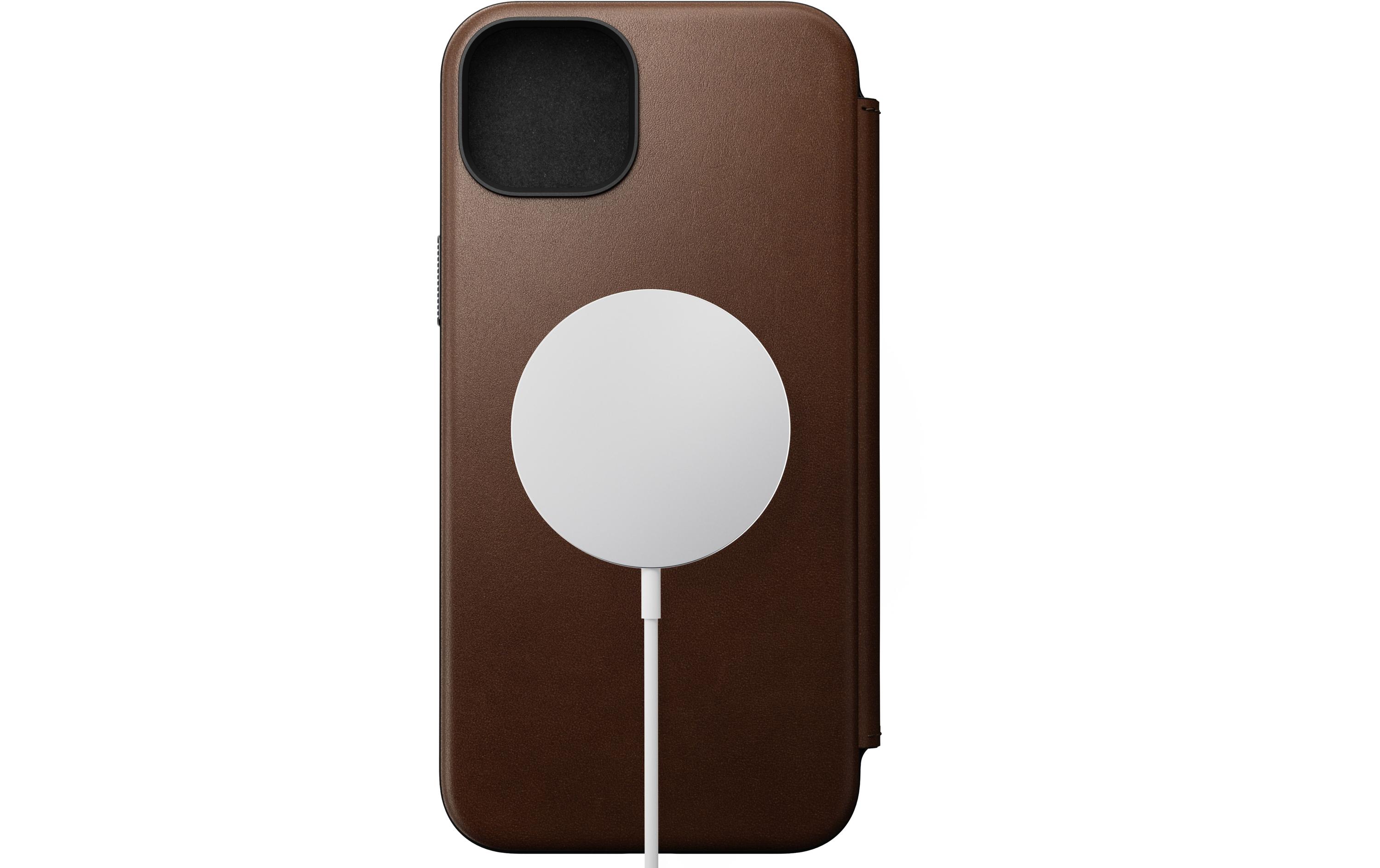 Book Cover Modern Leather Folio iPhone 15 Plus BraunModernes Leder Folio für das Apple iPhone 15 Plus
