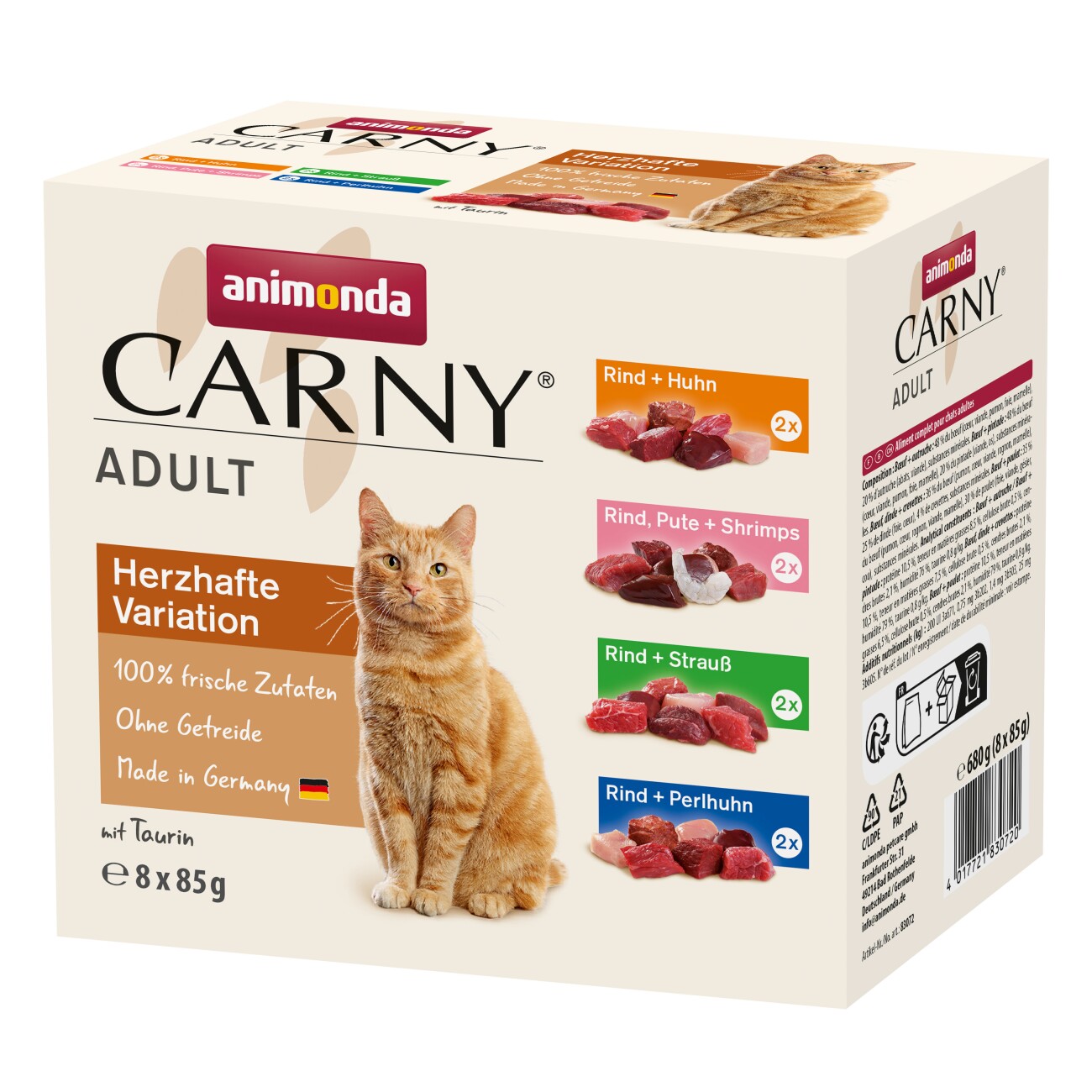 animonda Carny Nassfutter Katze, Adult, Herzhafte Variation Mixpack 8 x 85 g
