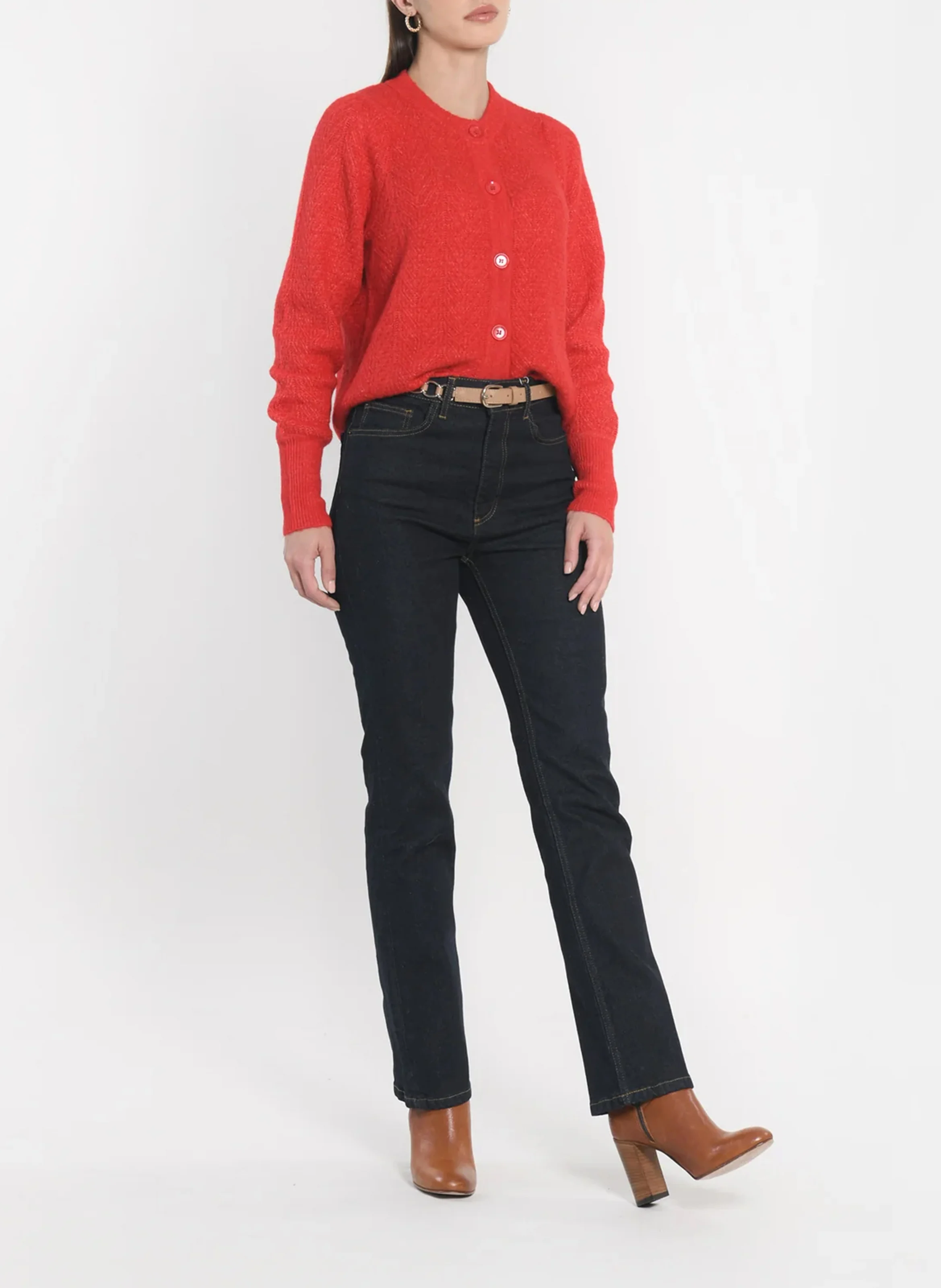 DAYANA - Gilet col rond | Rouge