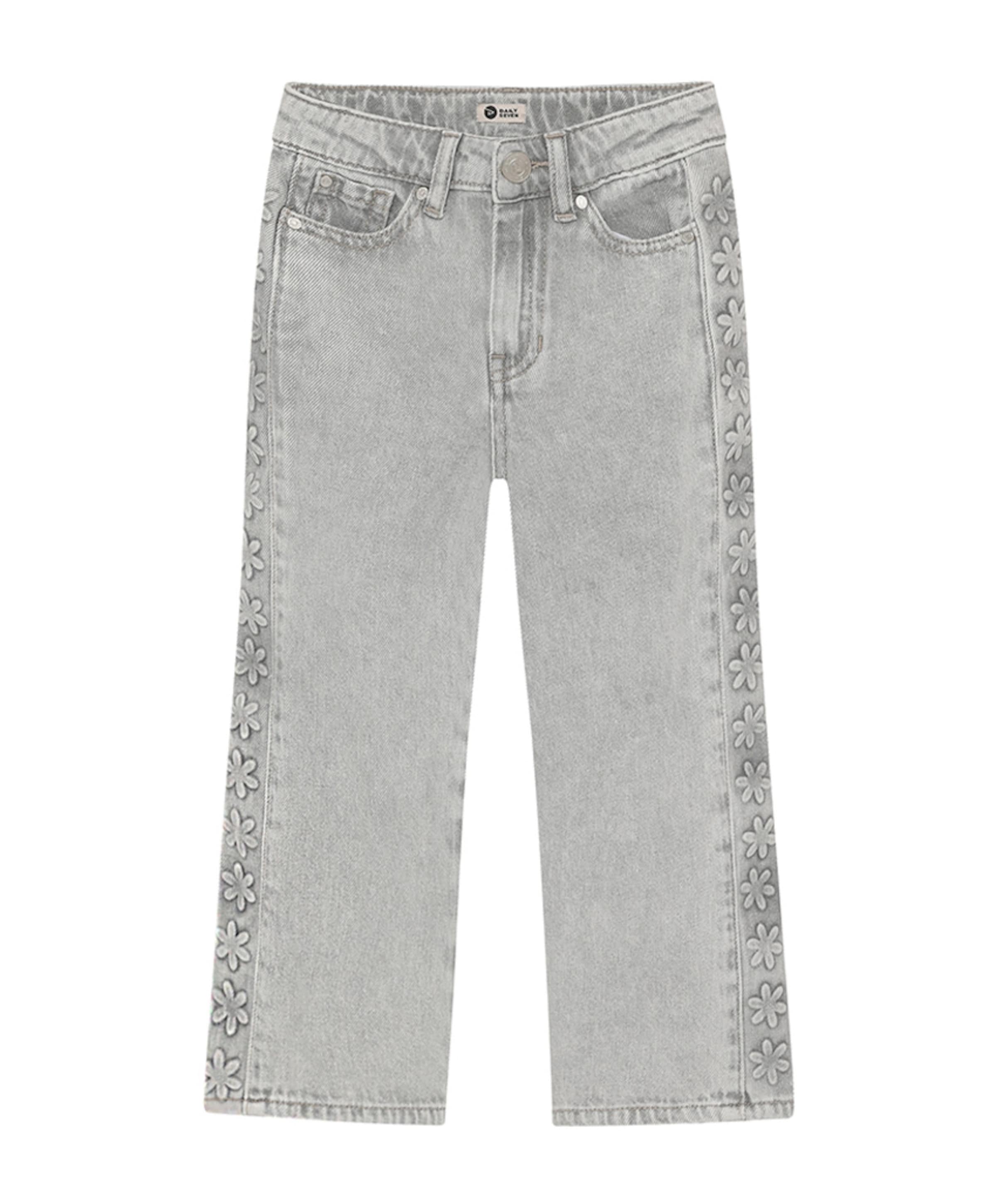 Daily7 Denim Wide Fit Embossing meisjes jeans grijs