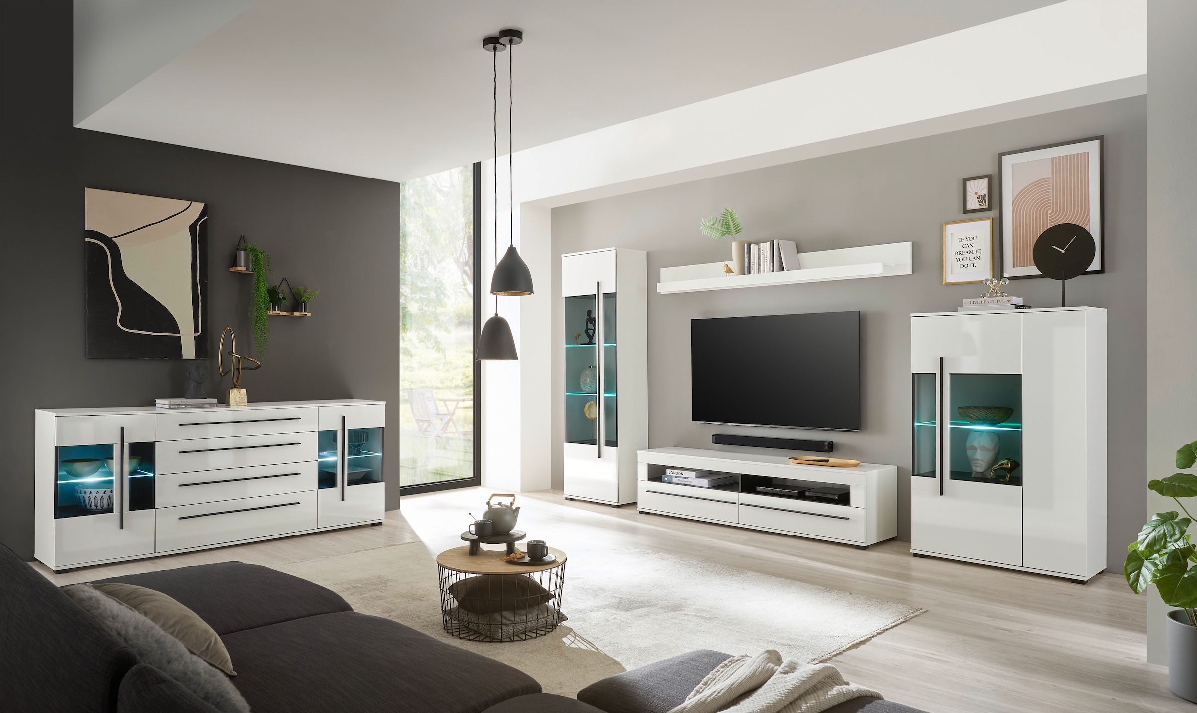 INOSIGN Sideboard »Cantara, moderner Schrank, Kommode in Eiche Evoke oder weiss« schwarze Stangengriffe, ausreichend Stauraum, vielseitig einsetzbar