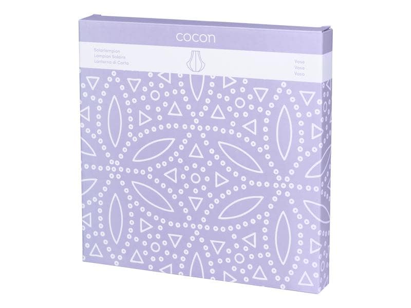 COCON Lampion LED Solar Vase, Violett Dekorative Beleuchtung für Garten, Terrasse oder Balkon