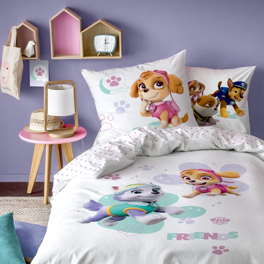 MTOnlinehandel Bettwäsche Kinder-Bettwäsche Lizenzmotiv, 80x80 + 135x200 Paw Patrol Team