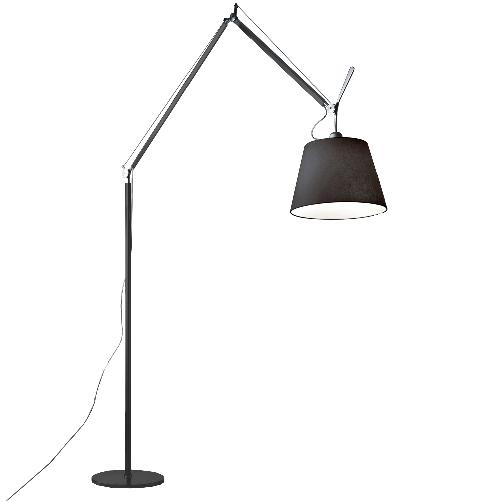 Vloerlamp Tolomeo Mega aluminium - kap 42 zwart satijn
