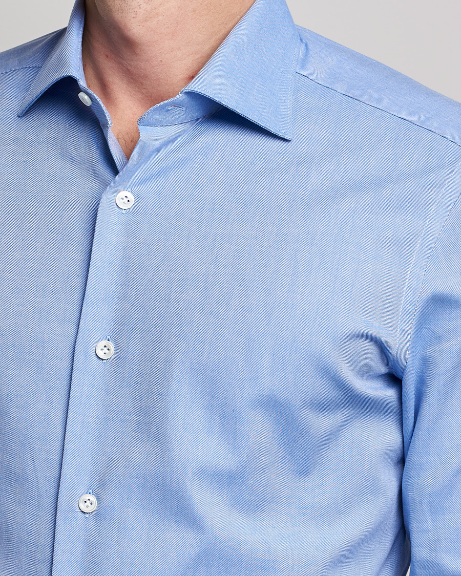 Mazzarelli Soft Twill Cotton Shirt Light Blue