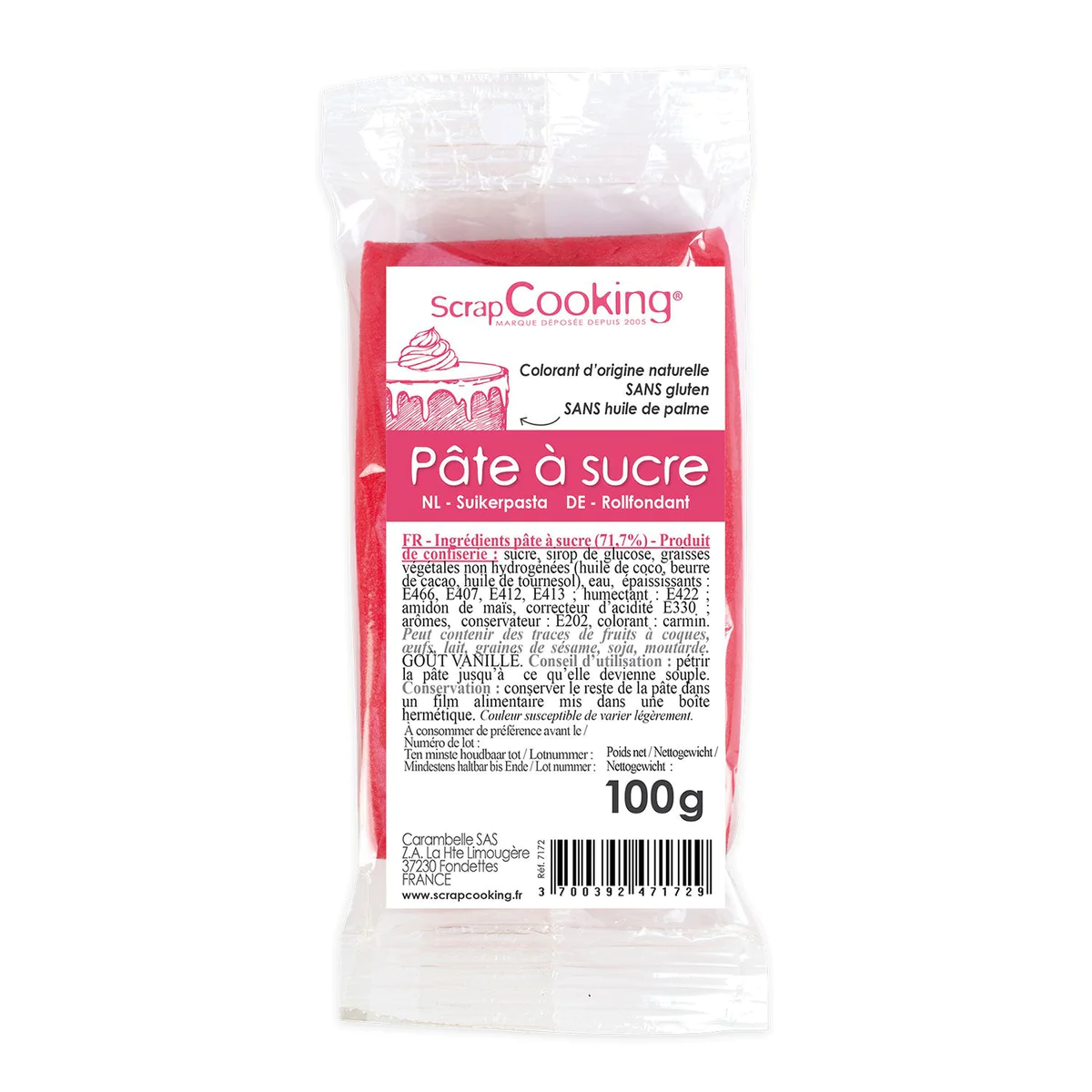 Pâte à sucre fuschia 100 g Scrapcooking