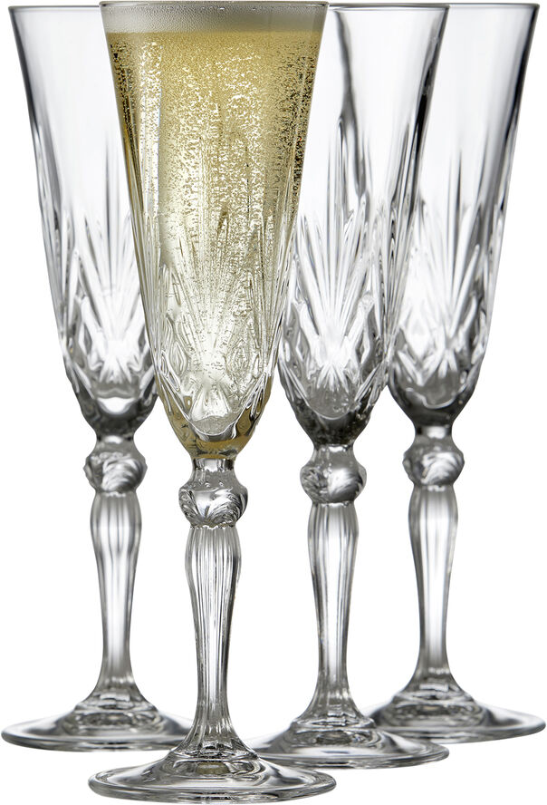 Lyngby Glas Champagne Melodia 16cl 4 stk. Clear