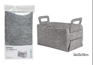 CORBEILLE RANGEMENT FEUTRINE GRIS CLAIR TAILLE M