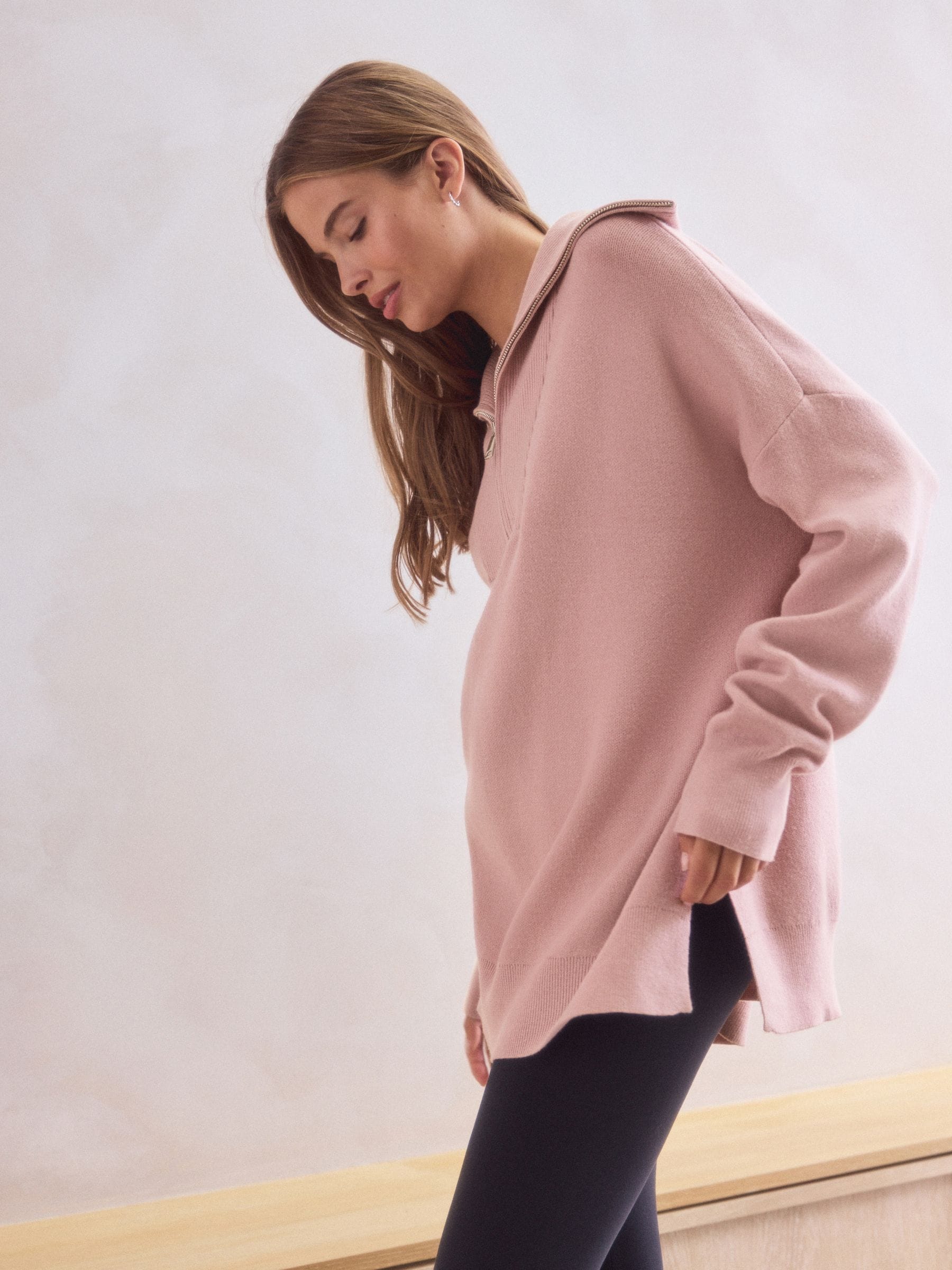 Roze - Half Zip Knitted Jumper