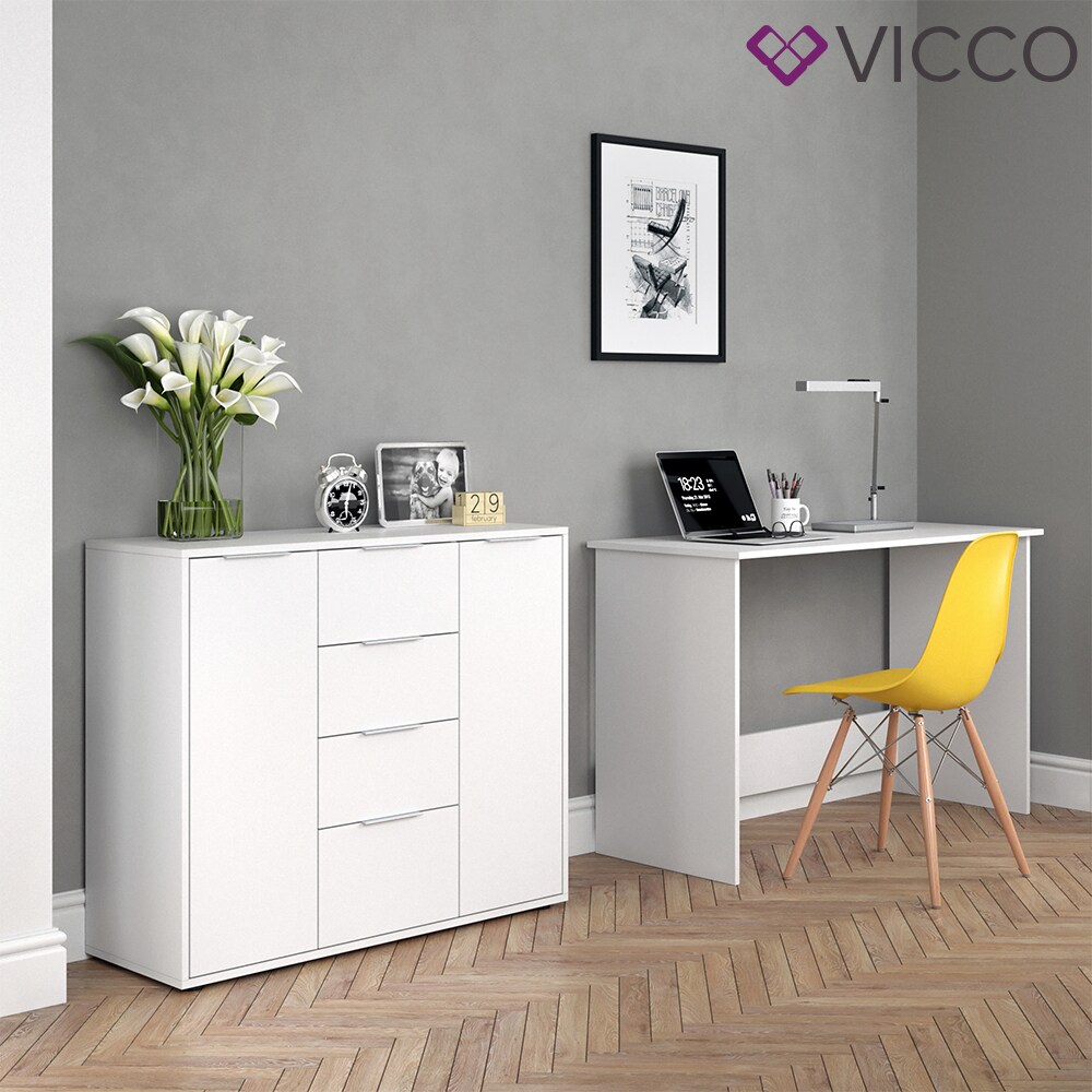 VICCO Sideboard LEON Kommode Schrank Weiß Fernsehschrank TV Anrichte Highboard