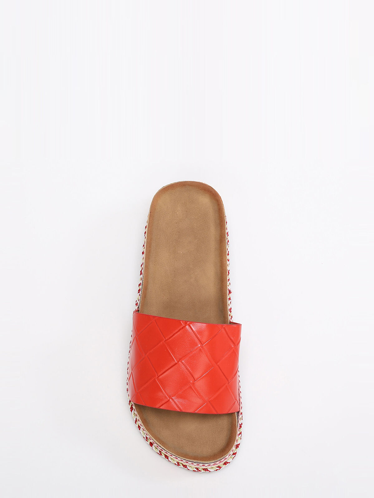 Mules à plateforme ethnique et strass- Rouge