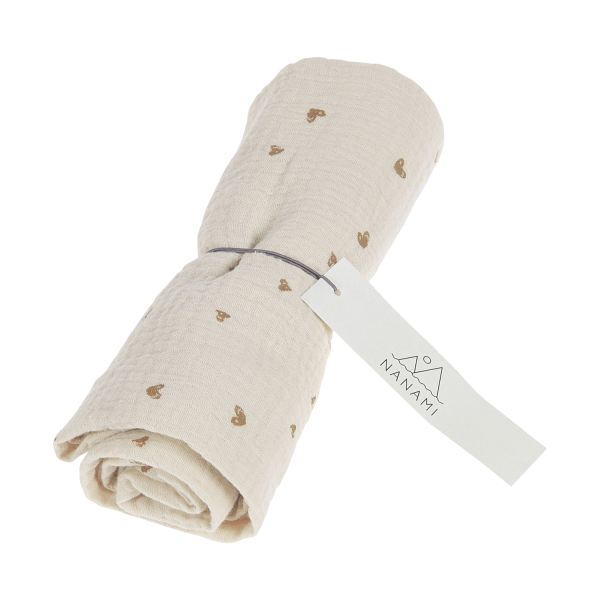 Nanami Heart Hydrofiel Luier - 60 x 65 cm - Latte Naturel