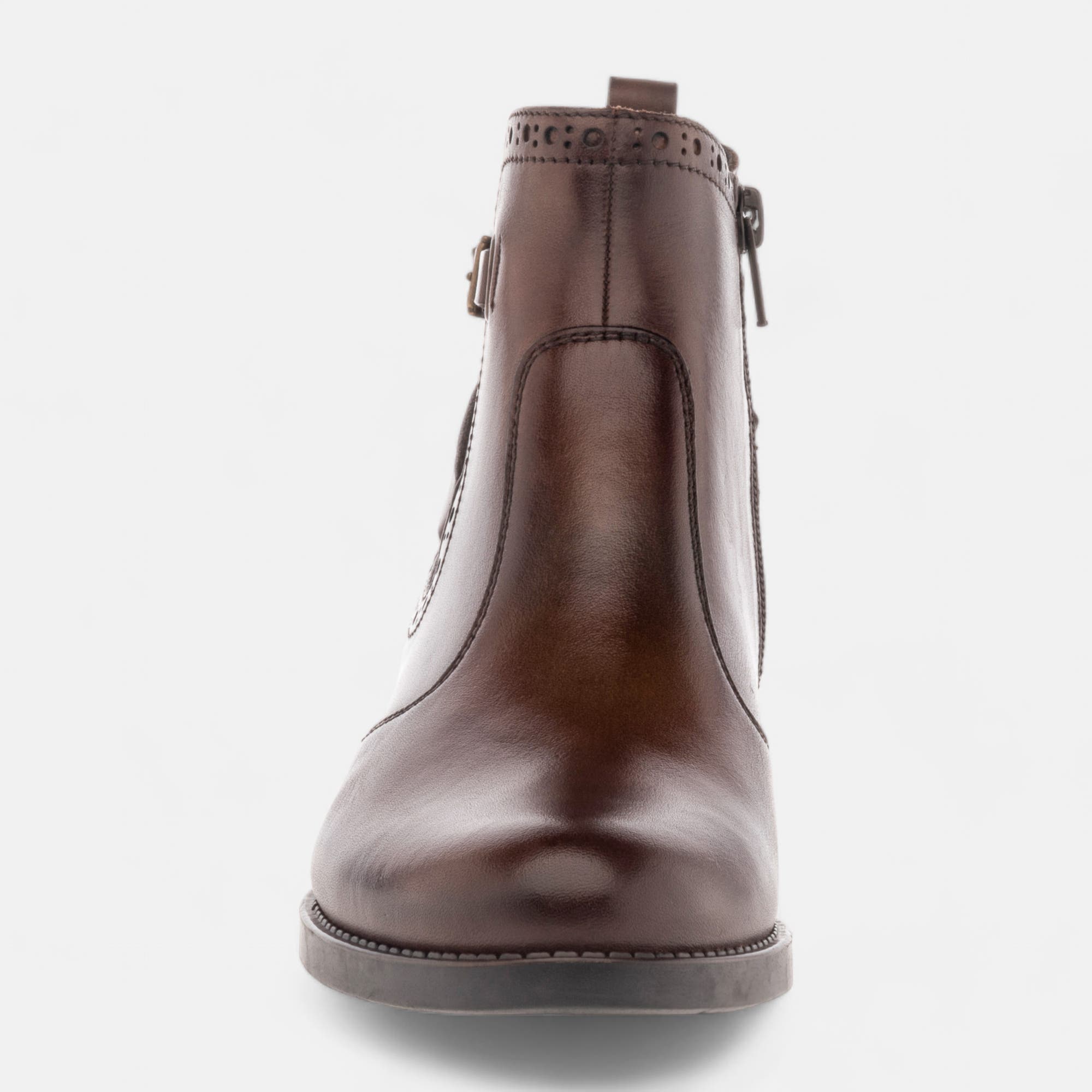 Bottines Femme en cuir cognac