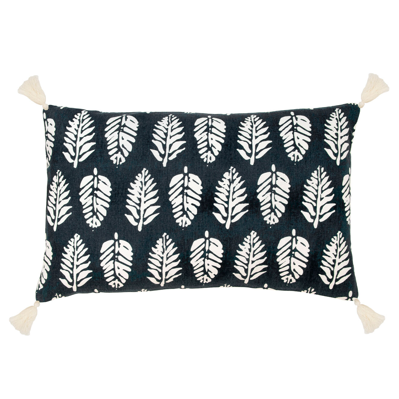 Febronie Housse de coussin Yaoundé Pompon noire - 50x30 cm
