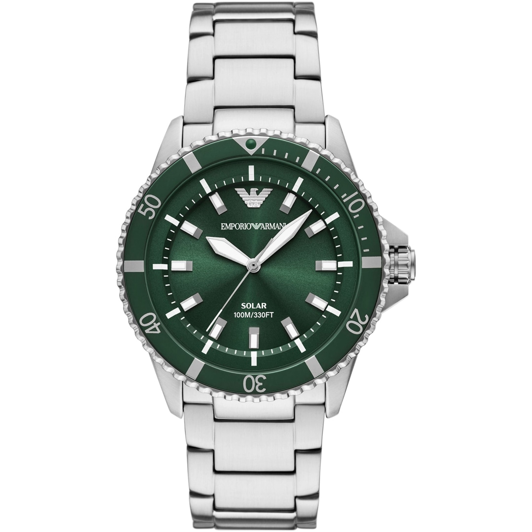 Emporio Armani Diver World Explorer Solar Silbrig / Grün