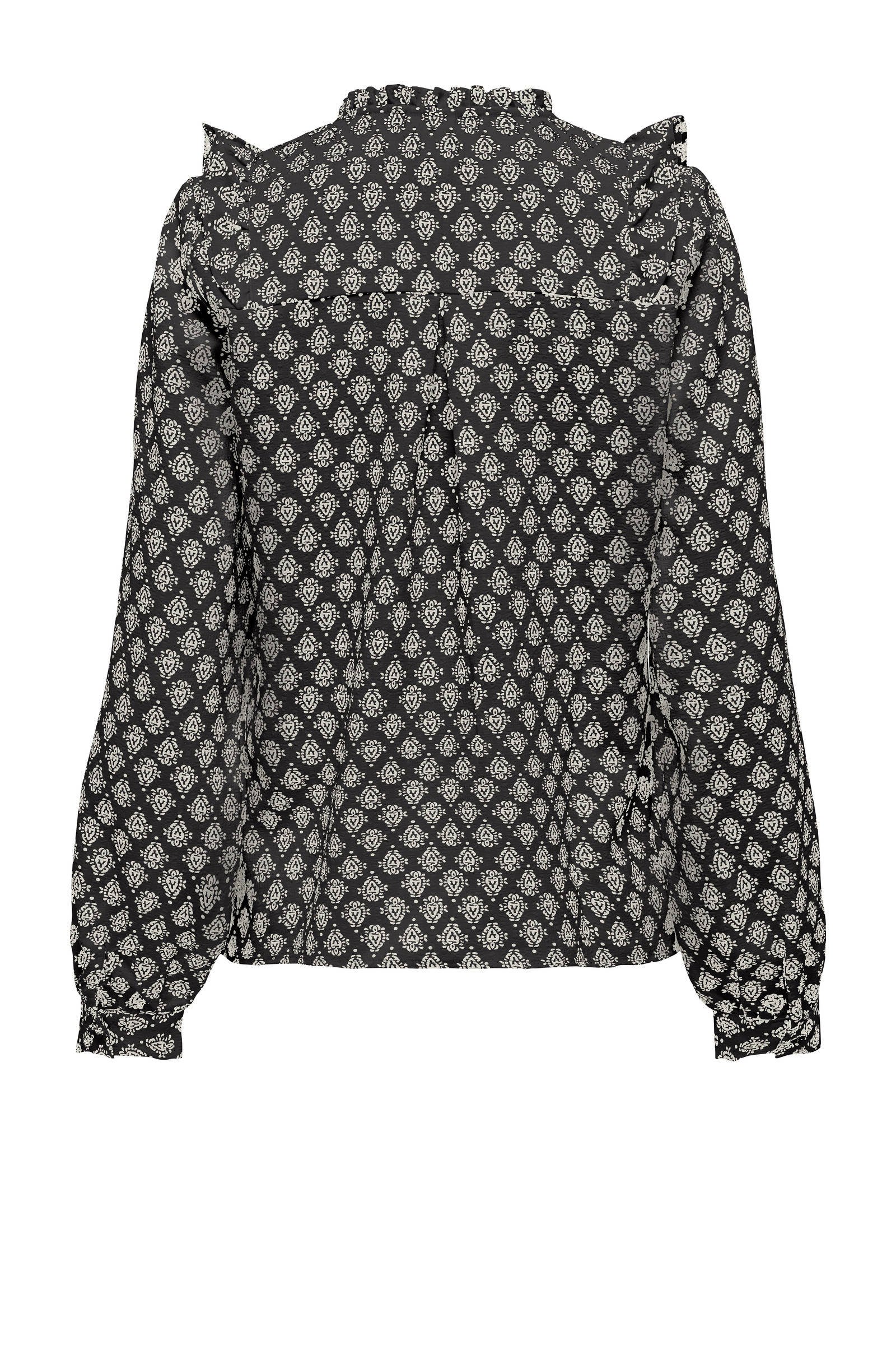 ONLY blouse ONLLUSIA met all over print zwart/ wit