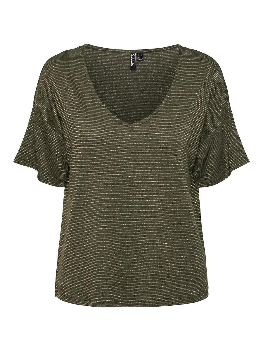PEÇAS<br>Camiseta oversized com listras estreitas brilhantes