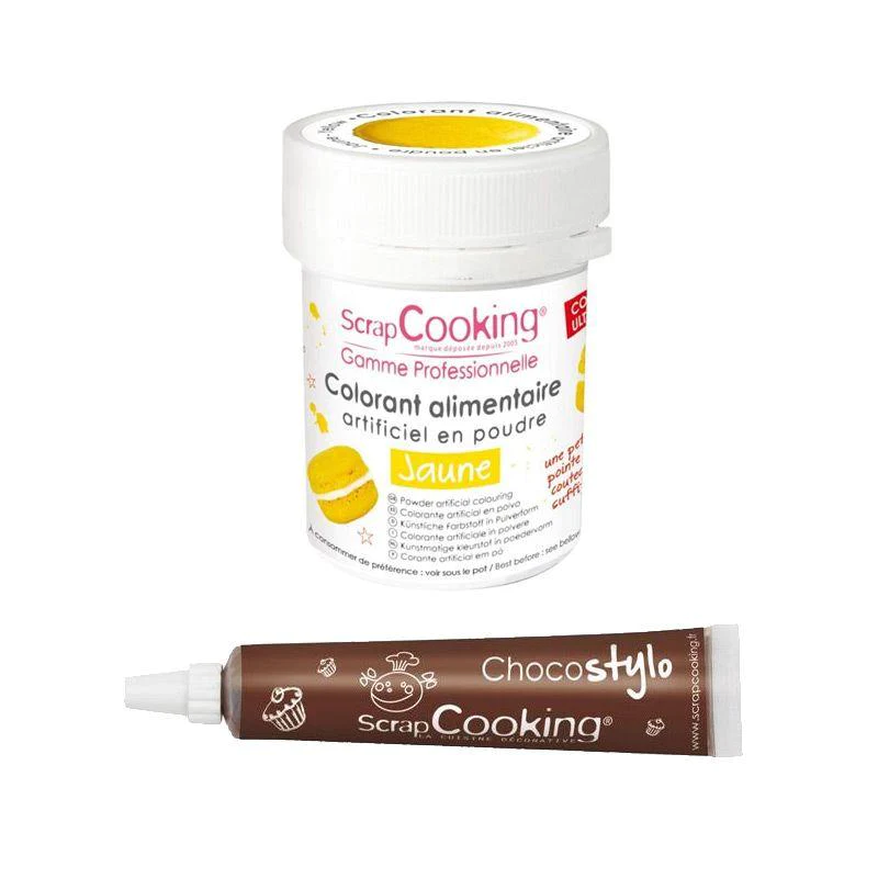 Colorant alimentaire Jaune + Stylo chocolat Scrapcooking