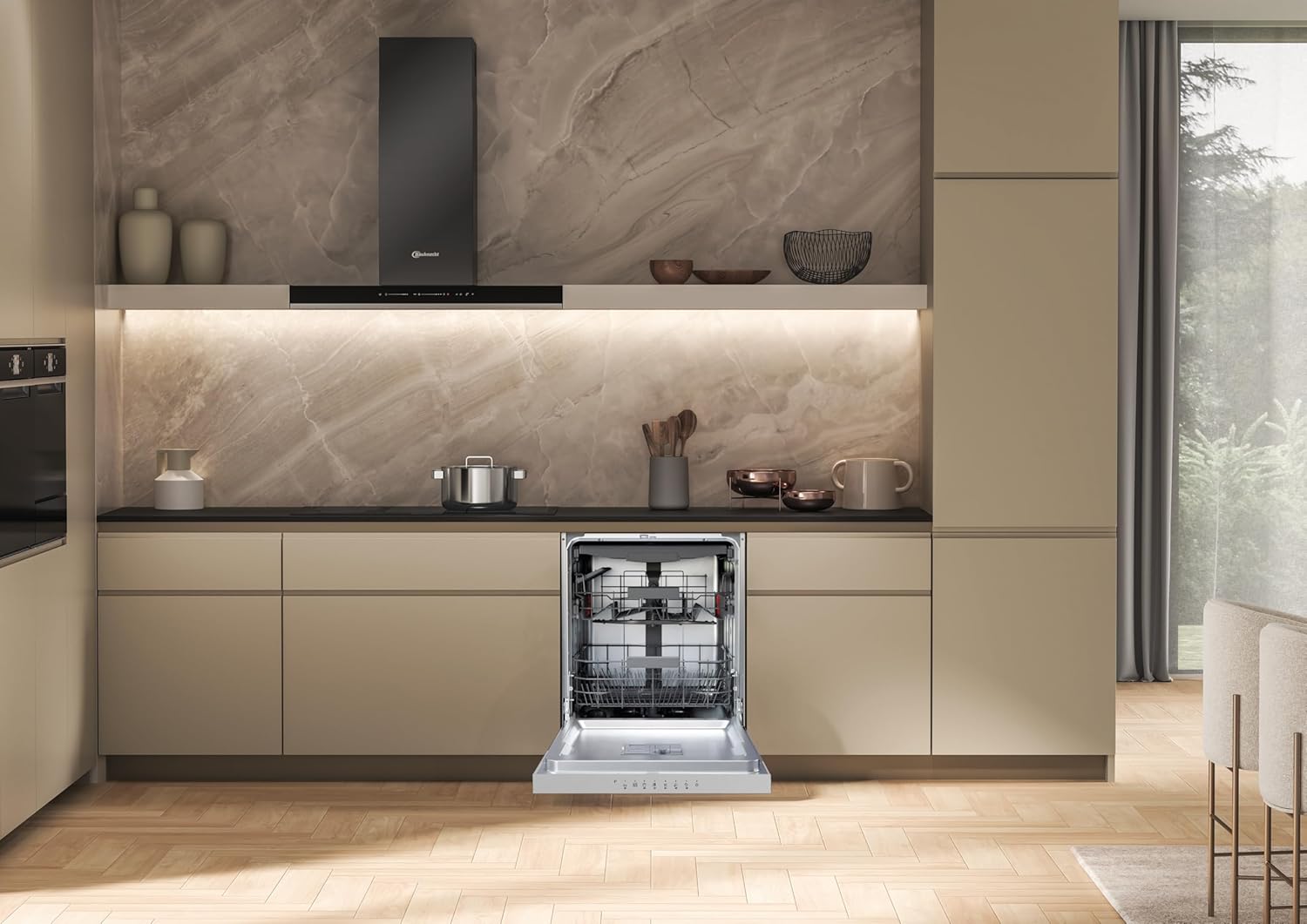 Bauknecht BK4PB14BN7A0X Integrierbarer Geschirrspüler/ 60 cm/ActiveDry – automatisches Türöffnungssystem/Startzeitvorwahl/Vollwasserschutz/Rapid 50° - sauber im Handumdrehen/Option MultiZone