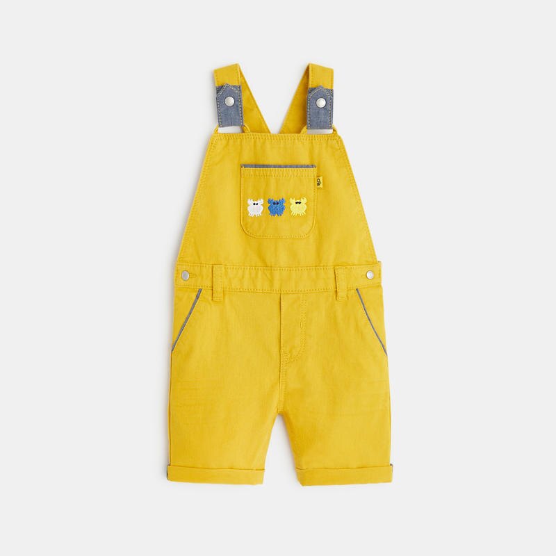 Salopette courte et t-shirt col polo jaune bébé garçon Jaune