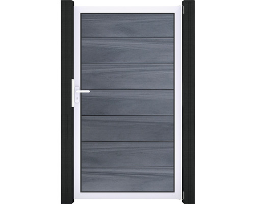 Enkele poort GroJa Flex Grande DIN universeel voorgemonteerd zonder palen, frame aluminium 100 x 180 cm steengrijs