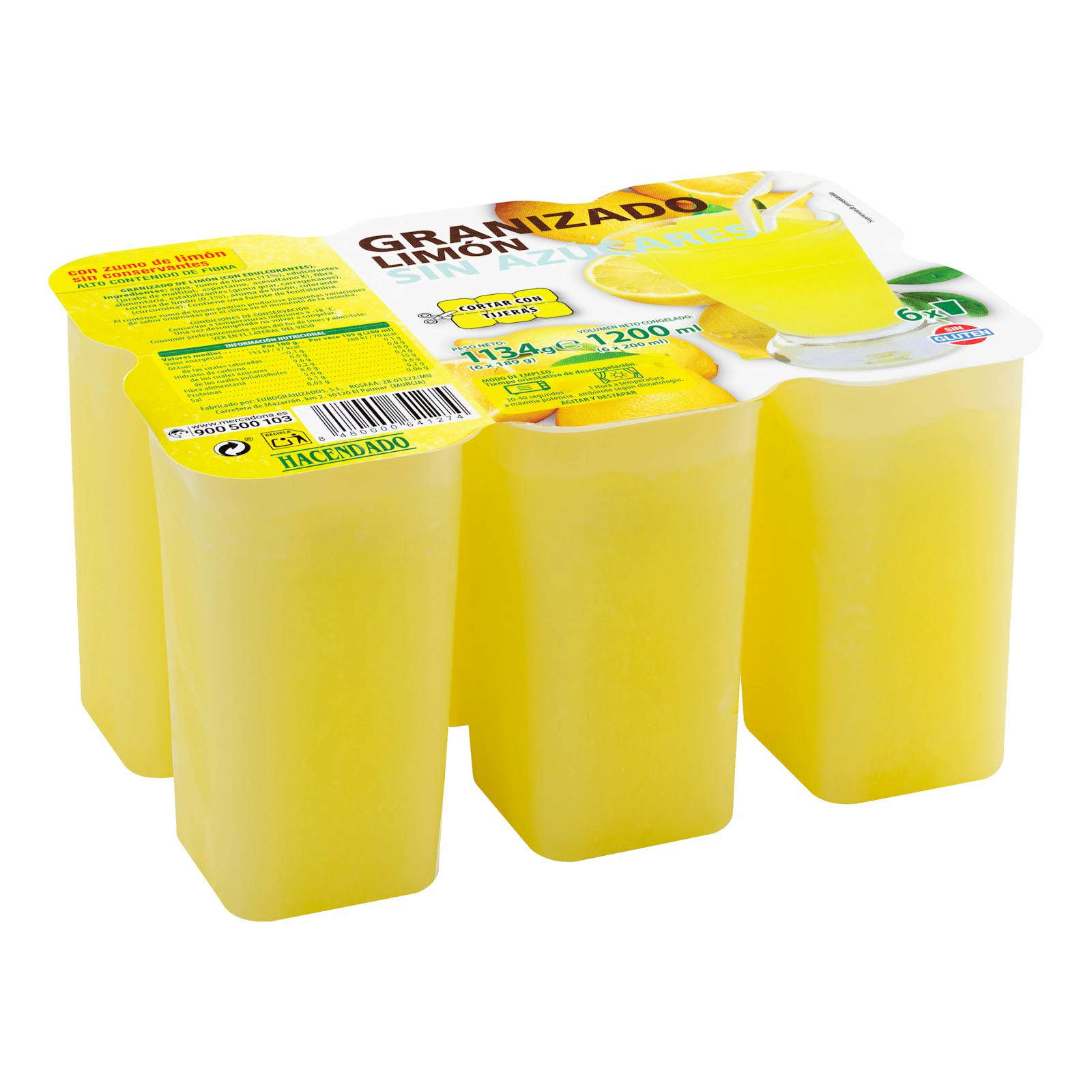Granité au citron Hacendado sans sucre ajouté