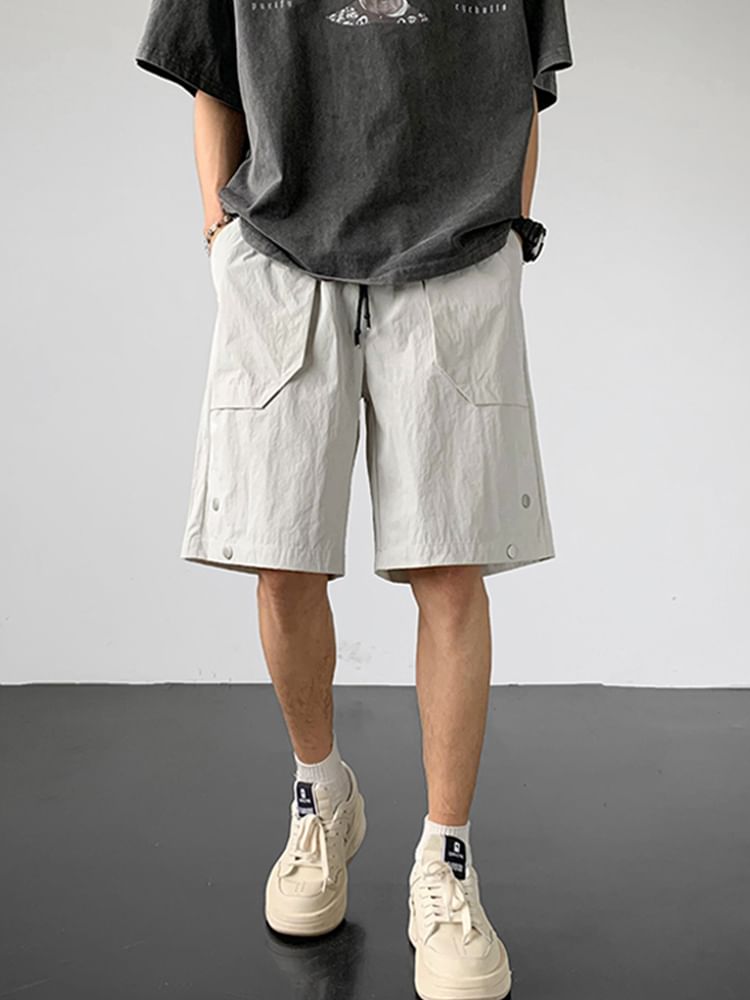 emeisa - Effen shorts met trekkoord en drukknopen